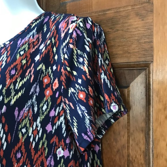 Harlow & Rose Navy Blue w/Multi-Color Abstract Pullover Tee Dress Medium - Picture 5 of 10